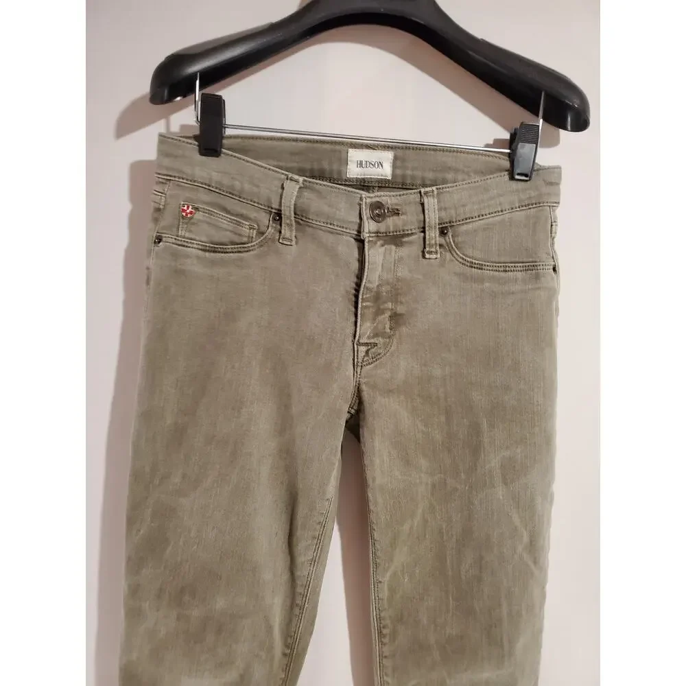 Hudson Krista Super Skinny Olive Army Green Womens Size 27 Antique Wash Mid Rise